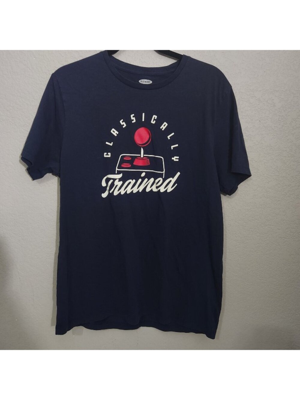 Classically Trained Graphic T-Shirt Old Navy Navy Blue Soft-Washed Mens L Cotton